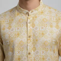 maansri Men Printed, Geometric Print Cotton Rayon Straight Kurta image 4
