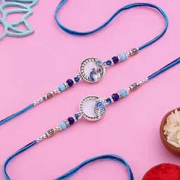 floweraura Designer Premium Handcrafted Set of 2 Peacock Charm Rakhi with Roli Assorted Rakhi Set image 2