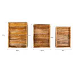 Brown Mango Wood Naturally Burnt Design Serving Trays By Hashcart image 2