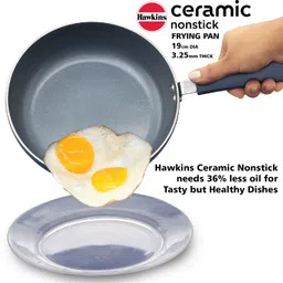 hawkins Ceramic Nonstick Frying Pan with Glass Lid (ICF19G) Fry Pan 19 cm diameter with Lid 1.27 L capacity image 2