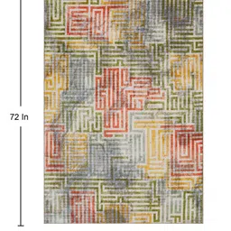 kaleen india Multicolor Geometric Polyester 4' X 6' Machine Made Carpet image 3
