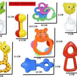 little finds Pack of 8 Rattles Set with Teathers for New Born Babies Toy Non-Toxic BPA Free Rattle image 2