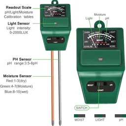 ssuca Soil Tester Analyser, Soil pH Meter Sunlight Moisture Measuring Sensor, 3-in-1 Soil Test Kit image 2