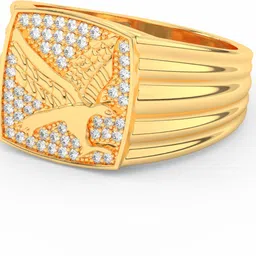 forever jewels 2Ct Round Cut Moissanite Men�s Flying Eagle Ring 14K Yellow Gold Plated Sterling Silver Moissanite Gold Plated Ring image 2