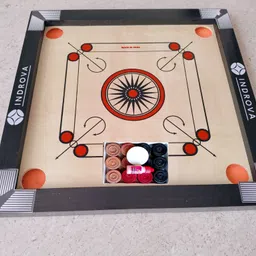 indrova CARROM BOARD 20 INCH WITH WOOD COINS BEST CARROM BOARD 50 cm Carrom Board image 1