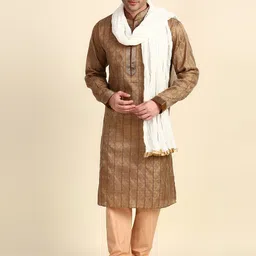dupatta bazaar Silk Blend Solid White Men Dupatta-picture-14