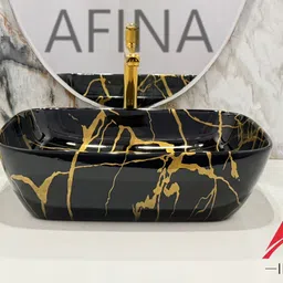 afina industries Premium Ceramic BASIN Which Gives Look To your Home Table Top Wash Basin LC1019 Ceramic Tabletop Washbasin/Countertop Wash Basin/Basin for Bathroom Table Top Basin image 3