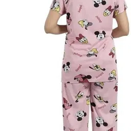 vania's grace Women Night Suit Set Pink Graphic Print image 2