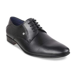 Mochi Men Black Textured Leather Formal Derbys-picture-23