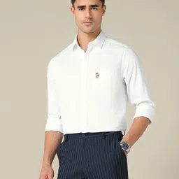 u.s. polo assn. Men Tailored Fit Solid Spread Collar Casual Shirt image 1