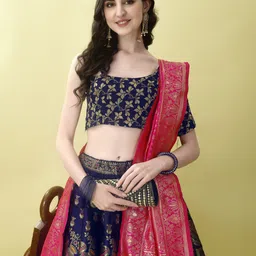 swami studio Embellished, Floral Print, Self Design Semi Stitched Lehenga Choli image 4