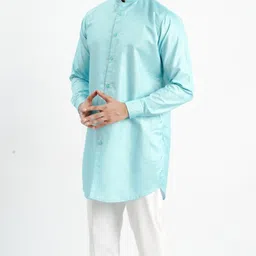 jodidar Men Solid Dupion Silk Straight Kurta image 3