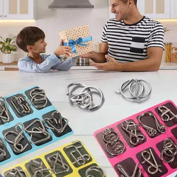 augen Metal Wire Brain Teaser Puzzle Set IQ Tester Fidget Toys for Kids & Adults (C) image 4