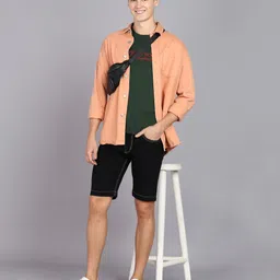 wanted Solid Men Denim Black Denim Shorts image 4