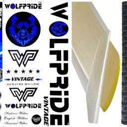Vintage Cricket Bat Blue Sticker & Black Grip 3 in 1 Bat Sticker-image-5