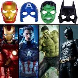 toyloom studio Combo of Captain America, Hulk, Iron Man and Batman Party Mask image 3