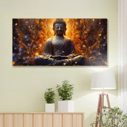 nestroots Canvas Framed Buddha Enveloped in Flames and Smoke Wall Painting-picture-12