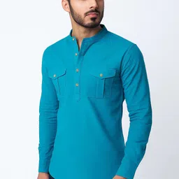 echowear Pack of 2 Men Solid Pure Cotton Straight Kurta image 3