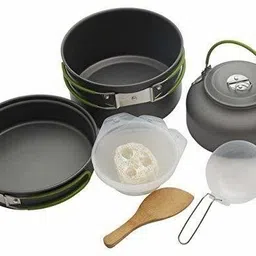 Portable Outdoor Camping Cooking Set Pot Bowl Teapot Coffee Kettle Set Cam-image-13