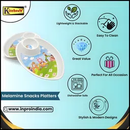 kitchrox (Pack of 6) Melamine Designer Snacks Platters - Perfect for Serving Snacks Quarter Plate image 3