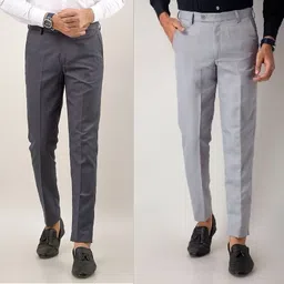 mark lewis Pack of 2 Men Regular Fit Multicolor Cotton Blend Trousers-picture-25