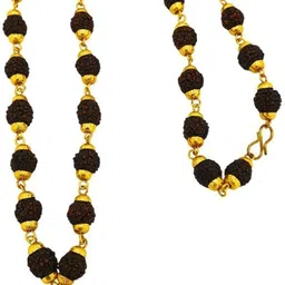 bhakti kripalu store God Lord Shree Ram Ram Sri Ram Ji 5 Mukhi Rudraksha Rudraksha Mala For Brother's Beads Gold-plated Plated Brass, Wood Necklace image 3