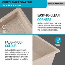 Quartz Kitchen Sink Peach Aura Matt Finish- 24x18x9 inch Peach Aura | CURATE A305 Vessel Sink image 3