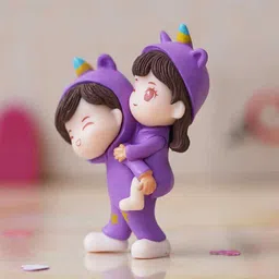 ecraftindia Cute Couple Multicolour Polyresin Showpieces image 1