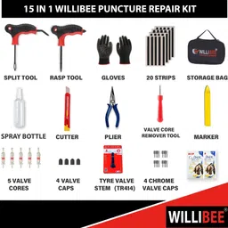 willibee 15 in 1 (Pack of 20 Strips) Puncher Kit for Car, Bike & SUV (with storage bag) Tubeless Tyre Puncture Repair Kit image 4