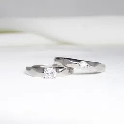 Sterling Silver Rhomb Couple Bandadjustable ring for women with 925 stamped Sterling Silver Cubic Zirconia Rhodium Plated Ring Set-image-81