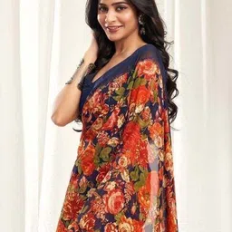 vastravedaa Floral Print Daily Wear Georgette Saree image 5