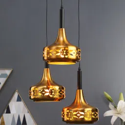 kapoor lampshades Gold Metal 3 Light Cluster Hanging Lights image 1