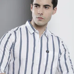 the indian garage co. Men Regular Fit Striped Cut Away Collar Casual Shirt-picture-18