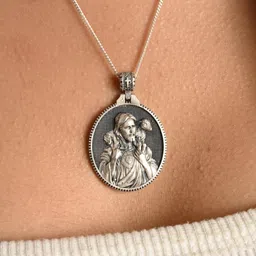 METALM Jesus with Lamb Pendant Charm Christian Jewelry in 925 Silver Rhodium Sterling Silver Pendant-picture-10