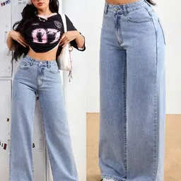ss fashion hub Women Straight Fit High Rise Light Blue Jeans image 4