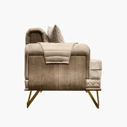 furnisto GrandLuxe Fabric Two Seater Sofa in Beige Colour image 5