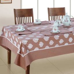 swayam Gharana (60x60) Brown & White Cotton (Set of 6) Table Linen Set-picture-33