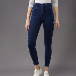 miss chase Women Skinny High Rise Blue Jeans image 4