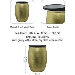 metalsmith Veya Iron Storage Side Table In Gold Sparkling Finish image 2