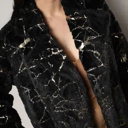 Campus Sutra Self Design Notched Lapel Single Breasted Longline Overcoat image 3