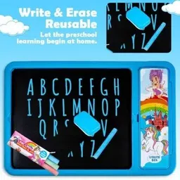 zokato 2 in 1 Unicorn Writing Slate with Pencil box for kids Blue (Blue) image 3