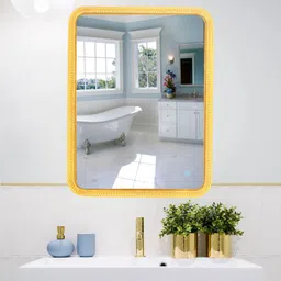 branco Crystal Retangular Mirror Frame with LED Light 19X25 Inch Bathroom Mirror image 1