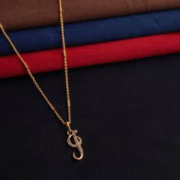 cloneo J name alphabet letter pendant with Gold Chain for Girls & Women Gold-plated Alloy-picture-22