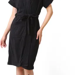 elevanto Black Free Size Bath Robe-picture-34