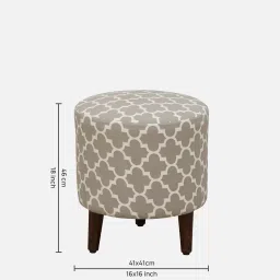 casacraft from pepperfry Drake Fabric Seating Stool In Provincial Teak Finish image 2