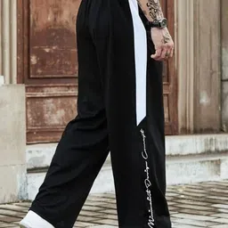 culish Men Striped Black Track Pants image 1