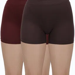 amul comfy Pack of 2 Women Boy Short Brown, Maroon Panty-picture-21