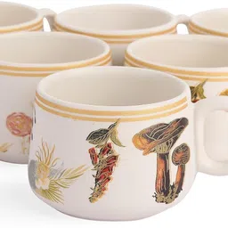 nohunt Pack of 6 Ceramic Printed Set of 6 Cups, 150ml Each|For Tea,Coffee,Hotdrinks & Perfect For Gifting image 4