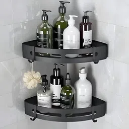 rosefinch Self-Adhesive Wall-Mount Bathroom Corner Shelf Rack Organizer Plastic Wall Shelf-picture-15
