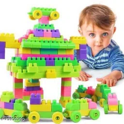 tozzby Educative & Intellectual Set Building Blocks 60PCS (52-Pieces+ 8-Tyres) image 2